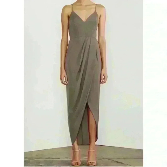 Shona joy cocktail dress in olive, size 2 - Picture 2 of 5